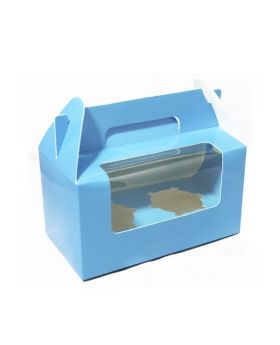 CAJA PORTA CUPCAKE 2 ESP. CELESTE/100