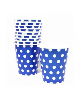SET 10 VASOS GRANDE POLKA AZUL /120