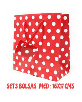 SET 3 BOLSITAS REGALO POLKA ROJO/120