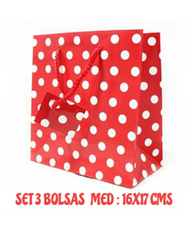 SET 3 BOLSITAS REGALO POLKA ROJO/120