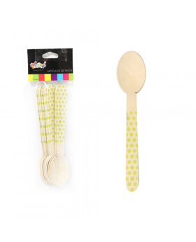 SET X 10 CUCHARA MADERA POLKA PISTACHO/100