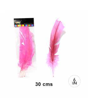 PLUMAS 30CMS ROSADO SET6U /100
