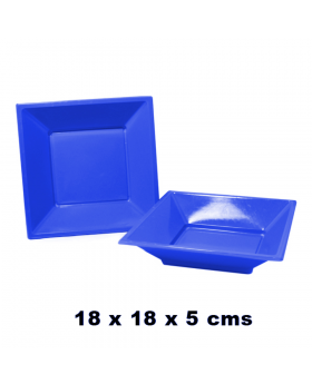 PLATO CUAD PLAS 18*18 CMS AZUL REY * 6/100