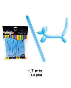 GLOBOS LISOS FIGURA CELESTE 1,7m 50UN/100