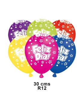 GLOBOS ESTAM. FELIZ DIA MIX COLOR R12 25UN/100