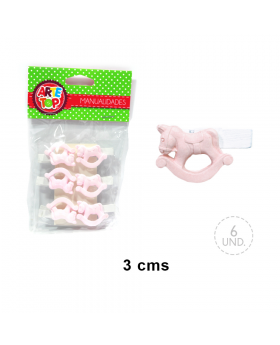 SET CLIP CABALLITO ROSADO/300