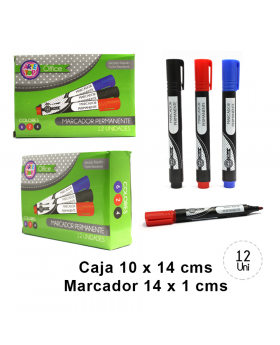 MARCADOR PERMANENTE MIX 3 COLORES SET12U /100