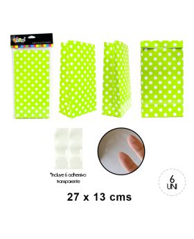 BOLSA PAPEL POLKA PISTACHO SET6U /120