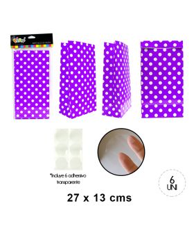 BOLSA PAPEL POLKA LILA SET6U /120