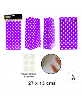 BOLSA PAPEL POLKA LILA SET6U /120