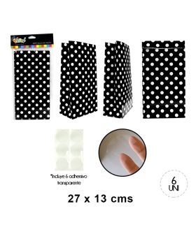 BOLSA PAPEL POLKA NEGRO SET6U /120