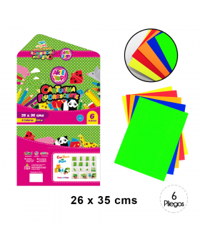 CARPETA CARTULINA FLUORESCENTE 26x35CM 6 PLIE /100