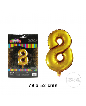 GOLD GLOBO METAL NUMERO 8/600