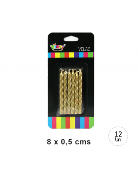 VELA ESPIRAL METAL ORO SET12U /240