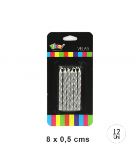 VELA ESPIRAL METAL PLATA SET12U /240
