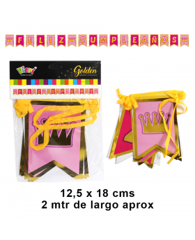 BANNER FELIZ CUMPLEAÑOS POLKA NIÑA 10UN/200