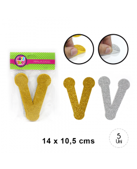 GOMA EVA GLITTER LETRA V SET5U /240
