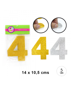 GOMA EVA GLITTER NUMERO 4 SET5U /240