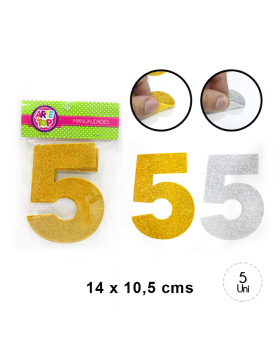 GOMA EVA GLITTER NUMERO 5 SET5U /240
