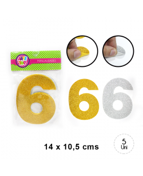 GOMA EVA GLITTER NUMERO 6 SET5U /240