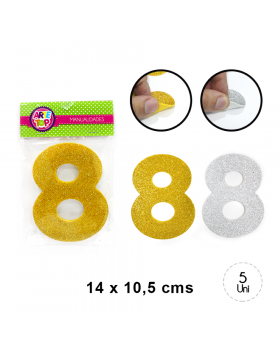 GOMA EVA GLITTER NUMERO 8 SET5U /240