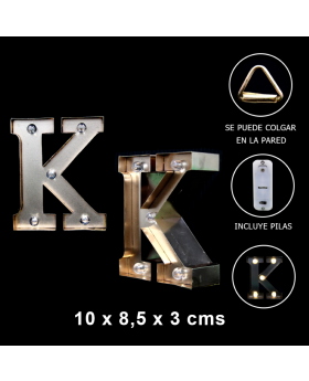 LETRA LED K GOLD 10x8.5x3CM /60