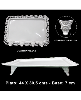 BANDEJA RECTAN. PATAS CANDY BAR BLANC /48
