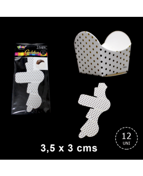 ST 12UN MINI CAJA BOMBONES BLANCO POLKA GOLDEN/288