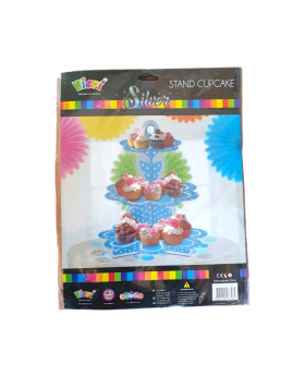 STAND CUPCAKE CELESTE SILVER POLKA /60