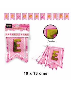 BANNER BABY NIÑA GOLDEN ROSADO /468