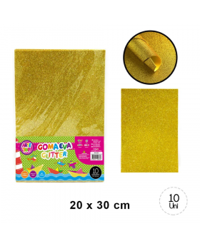 GOMA EVA GLITTER 20x30CM DORADO SET10U /100