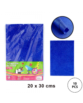 GOMA EVA GLITTER 20x30CM AZUL SET10U /100