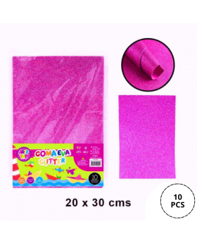 SET 10 PCS  GOMA EVA GLITTER 20*30 FUXIA/100