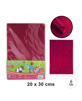SET 6 PCS  GOMA EVA GLITTER 20*30 FUXIA /100