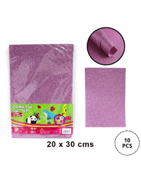 SET 10 PCS  GOMA EVA GLITTER 20*30 LILA/100
