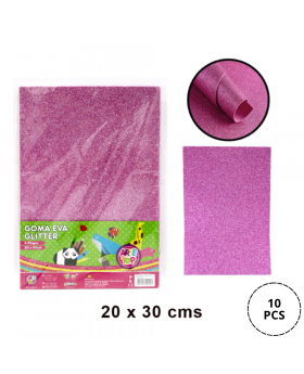 GOMA EVA GLITTER 20x30CM ROSADO SET10U /100