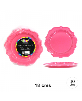 PLATO ROSADO FUERTE 18CM SET10U /36