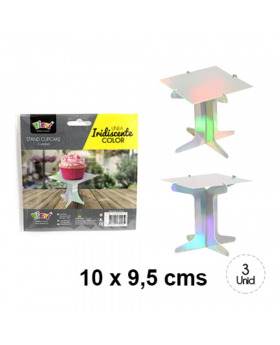 SET PORTA CUPCAKE IRIDESCENTE SILVER/288