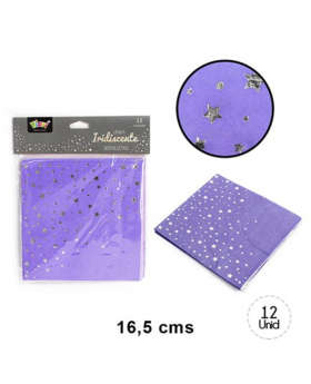 SERVILLETA IRIDISCENTE ESTRELLAS LILA/200