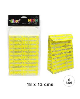 BOLSA PAPEL NEON HOLOGRAFICA AMARILLA/240