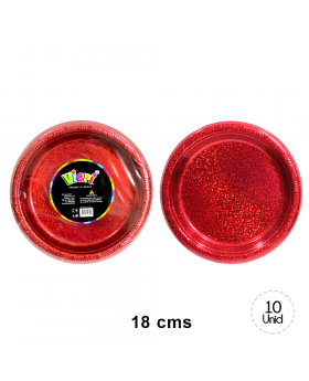 SET PLATO 18 CM RED HOLO/72