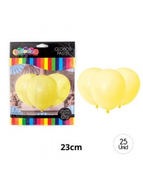 GLOBO LISOS PASTEL AMARILLO R9 ST25U /100