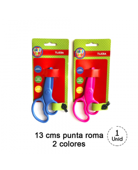 TIJERA ESCOLAR 13CM PLASTICA DISEÑOS COLORES/480