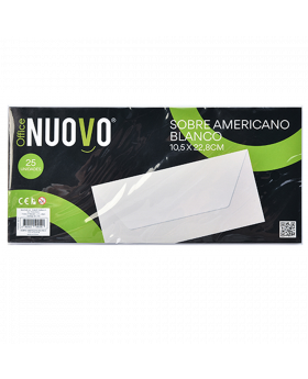 SOBRE AMERICANO BLANCO 105x228MM SET25U /100