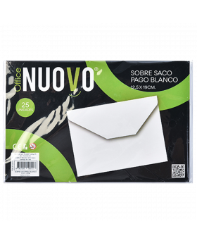 SOBRE SACO PAGO BLANCO 125x190MM SET25U /100