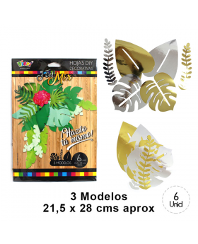 SURTIDO HOJAS DIY GOLDEN-SILVER 21.5X28CM 06UN/408