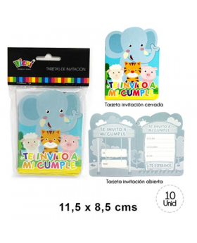 TARJETA DE INVITACION ANIMALES SET10U /288