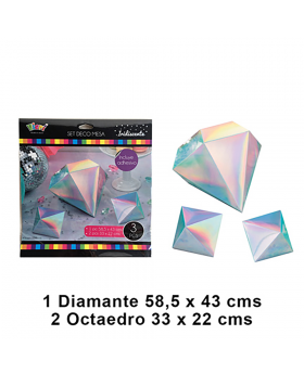 SET 10UN DECORACION DE MESA IRIDESCENTE/200