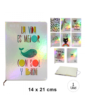 LIBRETA A5 IRIDISCENTE FRASES 100H /96