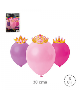 GLOBOS LISOS CORONA NIÑA 6UN/100